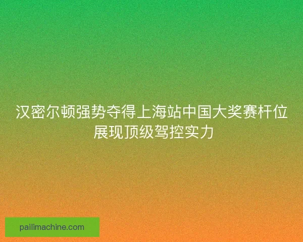 汉密尔顿强势夺得上海站中国大奖赛杆位 展现顶级驾控实力